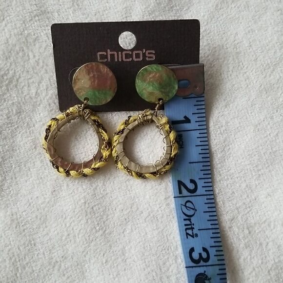 Chico's stud dangle earrings gold and yellow - Picture 5 of 6